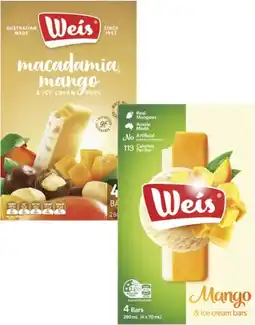 Coles Weis Ice Cream Bars 4 Pack-6 Pack 264mL-280mL offer