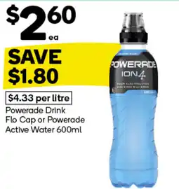 Woolworths Powerade Drink Flo Cap or Powerade Active Water offer