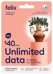 Coles Felix $40 Unlimited Data Plan offer