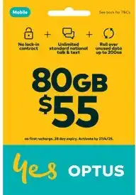 Coles Optus $55 Prepaid SIM Starter Kit offer