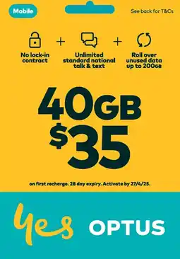 Coles Optus $35 Prepaid SIM Starter Kit offer