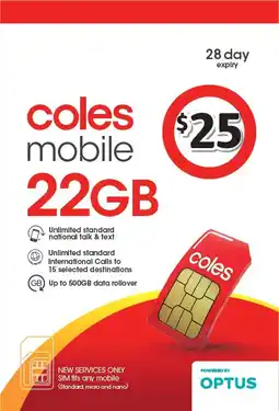 Coles Coles Mobile $25 Prepaid SIM offer