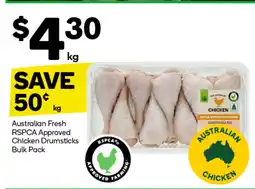 Woolworths Australian Fresh RSPCA Approved Chicken Drumsticks Bulk Pack offer