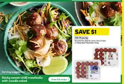 Woolworths Beef & Lamb, Pork & Veal or & Veg Beef Meatballs offer