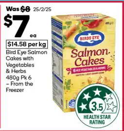 Woolworths Bird Eye Salmon Cakes with Vegetables & Herbs  6 offer