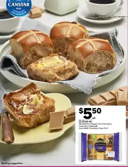 Woolworths Woolworths Indulgent Hot Cross Buns made with Cadbury Caramilk Chocolate Chips offer