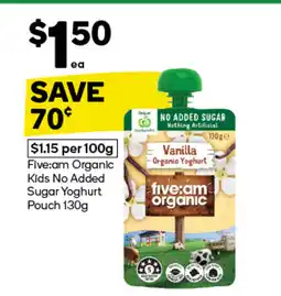 Woolworths Organic Kids No Added Sugar Yoghurt Pouch offer