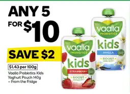 Woolworths Vaalia Probiotics Kids Yoghurt Pouch offer