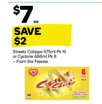 Woolworths Streets Calippo or Cyclone offer