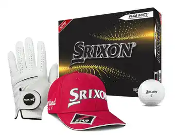 Srixon z-star or z-star xv 12pk balls, cabretta glove, tour staff cap