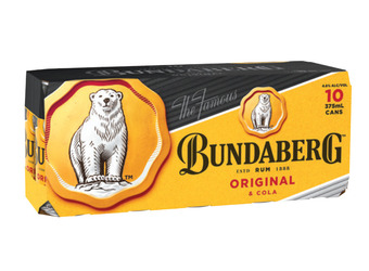 The Bottle O Bundaberg up rum & cola 4.6% premix cans 375ml 10 pack offer