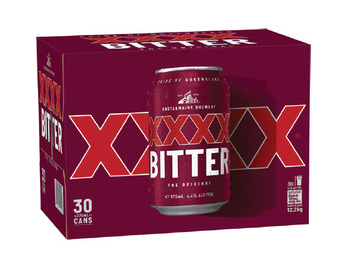 The Bottle O Xxxx bitter block cans 375ml 30 pack offer
