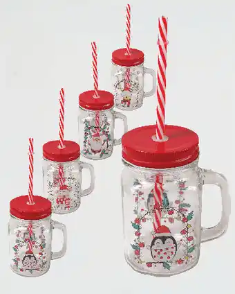 Festive mason jar with straw