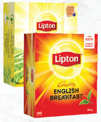 Drakes Lipton tea bags royal ceylon, earl grey classic, black tea or english breakfast 100 pack 200g offer