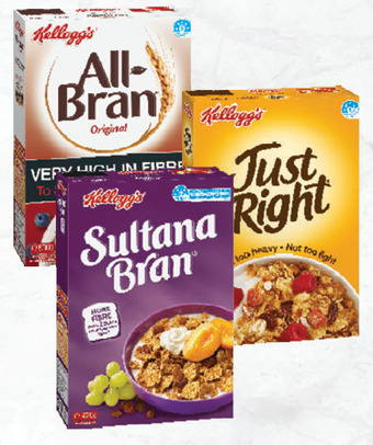 Drakes Kellogg's sultana bran 420g, all bran original 530g, just right original 460g or sustain 480g offer