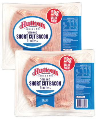 Drakes Hutton's rindless smoked short cut bacon 1kg offer