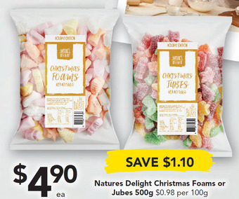 Drakes Natures delight christmas foams or jubes 500g offer
