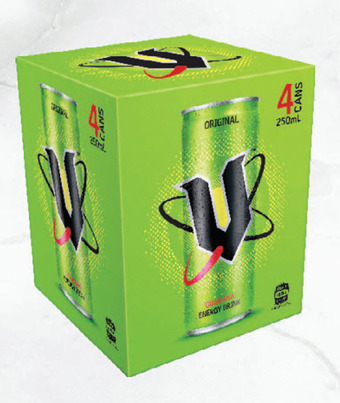 Drakes V energy drinks cans 4x250ml offer