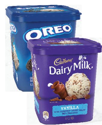 Drakes Cadbury ice cream, milo or oreo tub 1.2lt offer