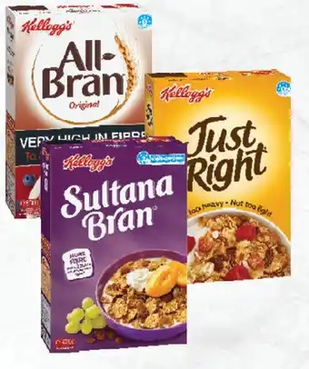 Kellogg's sultana bran 420g, all bran original 530g, just right original 460g or sustain 480g