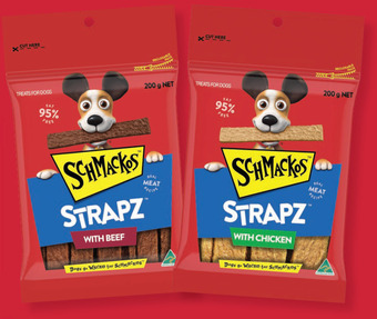 Drakes Schmackos strapz or stix dog treats 200g offer
