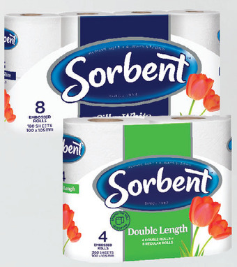 Drakes Sorbent silky white or hypo-allergenic toilet tissue 8 pack or double length 4 pack offer