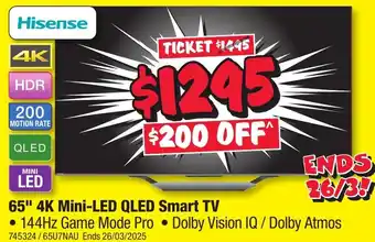 JB Hi-Fi 65" 4K Mini-LED QLED Smart TV offer