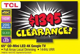 JB Hi-Fi 65" QD-Mini LED 4K Google TV offer