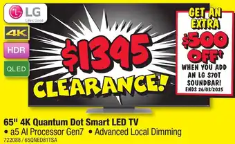 JB Hi-Fi 65" 4K Quantum Dot Smart LED TV offer