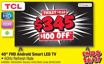 JB Hi-Fi 40" FHD Android Smart LED TV offer