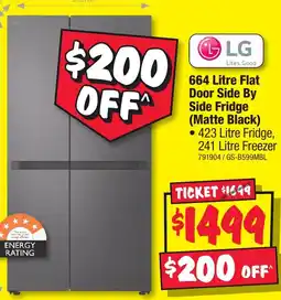 JB Hi-Fi Flat Door Side By Side Fridge (Matte Black) offer