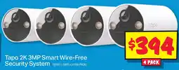 JB Hi-Fi Tapo 2K 3MP Smart Wire-Free Security System offer