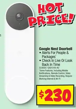 JB Hi-Fi Google Nest Doorbell offer