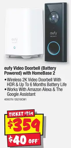 JB Hi-Fi eufy Video Doorbell (Battery Powered) with HomeBase 2 offer