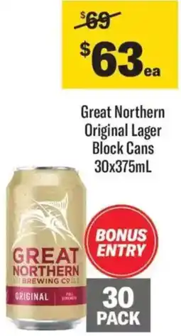 Liquorland Great Northern Original Lager Block Cans offer