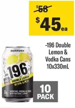 Liquorland -196 Double Lemon & Vodka Cans offer