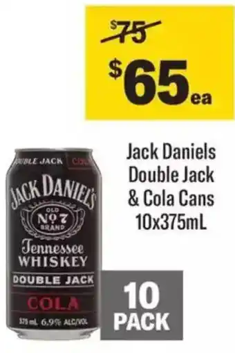 Liquorland Jack Daniels Double Jack & Cola Cans offer