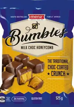 IGA Menz Bumbles Milk Choc Honeycomb 525g offer