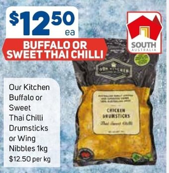 Foodland Our Kitchen Buffalo or Sweet Thai Chilli Drumsticks or Wing Nibbles 1kg offer