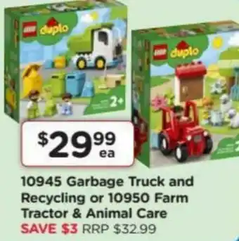 10945 Garbage Truck And Recycling Or 10950 Farm Tractor & Animal Care