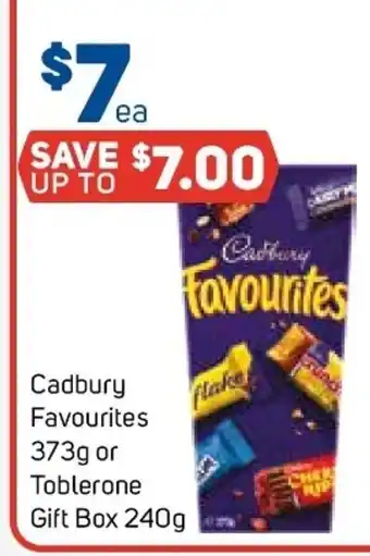 Foodland Cadbury Favourites 373g or Toblerone Goft Box 240g offer