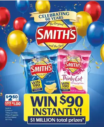 Foodland Smith's Crinkle pr Thinly Cut Chips 170g or Poppable or Oven Baked 90-170g offer