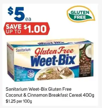 Foodland Sanitarium Weet-Bix Gluten Free Coconut & Cinnamon Breakfast Cereal 400g Protein Cereal 500g offer