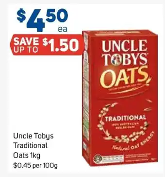 Foodland Uncle Toby's Traditional Oats 1kg offer