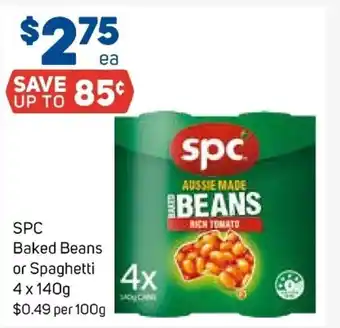 Foodland SPC Baked Beans or Spaghetti 4x140g offer