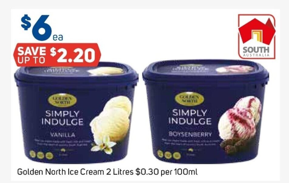 Golden North Ice Cream 2 Litre offer at Foodland