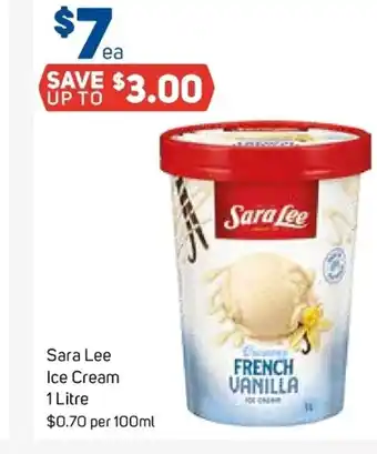 Foodland Sara Lee Ice Cream 1L offer