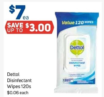 Foodland Dettol Disinfectant Wipes 120s offer