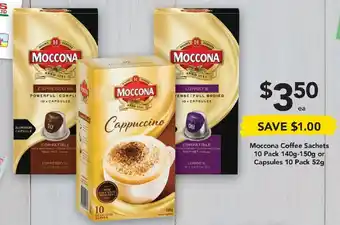 Drakes Moccona Coffee Sachets 10 Pack 140g-150g or Capsules 10 Pack 52g offer