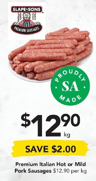 Drakes Premium Italian Hot or Mild Pork Sausages offer